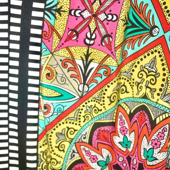 Laundry by Shelli Segal midi dress, Risque Multi, bell sleeves, mid-century, 10 - Picture 4 of 6